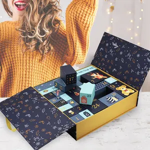 Luxury Custom Design Christmas Cosmetic Surprise Blind Mystery scatola di cartone vassoio calendari dell'avvento vuoti