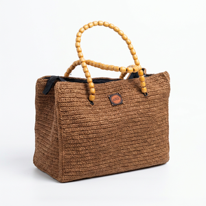 Bolsa de Mano Casual de Yute Tejida a Mano con Cierre de Cremallera y Dos Asas para el Trabajo, la Escuela, Compras y el Supermercado - Product Image 2