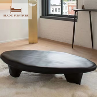 Table basse ovale irrégulière BLAINE, style nordique moderne, créative, faite à la main, extensible, décorative, couleur crème, pour salon