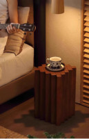 Canapé, table basse médiévale, table de balcon, tabouret carré double usage en bois massif avec étagère pour salon