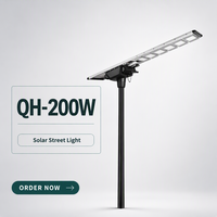 Lampe solaire LED tout-en-un QH 200W avec télécommande UVA, boîte à batterie extractible, 190LM/W, IP66, garantie 3 ans, certifiée CE