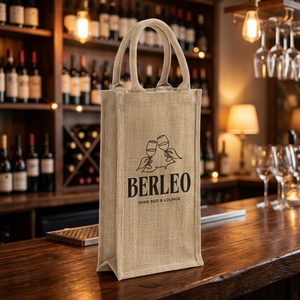 Custom Jute Wine <b>Bag</b> with Divider Washable Promotional Tote <b>Bottle</b> Holder Gift <b>Bag</b> 100% Eco-Friendly Promotional <b>Bags</b> - Product Image 3