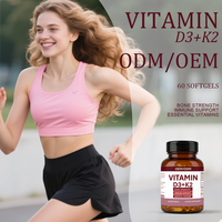 Gélules de vitamine D3+K2 - Fournissant de l'énergie Complément alimentaire pour adultes 60 gélules/flacon OEM/ODM