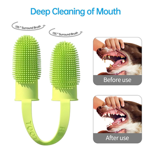 Brosse à <span class=keywords><strong>dents</strong></span> pour <span class=keywords><strong>chien</strong></span> 135 poils enveloppants pour un nettoyage facile des <span class=keywords><strong>dents</strong></span>, brosse à <span class=keywords><strong>dents</strong></span> double doigt pour soins dentaires pour chiots, chats et animaux de compagnie de taille moyenne - Product Image 5