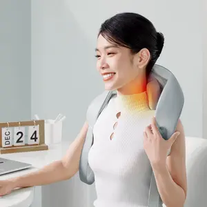 Massageador elétrico recarregável Shiatsu Shiatsu para pescoço e ombro, massageador de pescoço Pango sem fio para poltrona com aquecimento