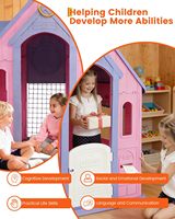 Ensemble Maisonnette pour Enfants Jeux d'Intérieur Extérieur en Plastique avec Jeu de Basketball et Panier Maison de Jeu pour Tout-Petits pour Jardin