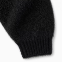 Pull en mohair unisexe grande taille, motif géométrique, chaud, noir, col en maille, manches longues, hiver, vente en gros, personnalisé OEM ODM