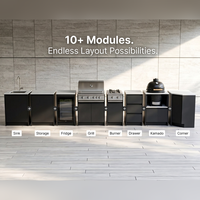 Cuisine de jardin modulaire en aluminium pour barbecue extérieur
