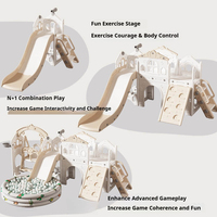 Aire de jeux intérieure pour enfants 7 en 1, thème château, centre d'activités modulaire en plastique avec toboggan, balançoire et structure d'escalade, ensembles de toboggan et balançoire pour enfants