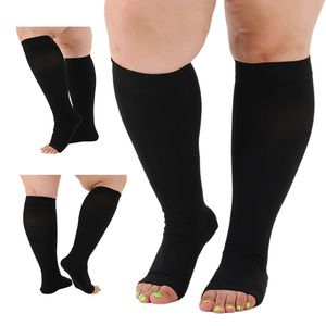 Chaussettes de compression graduée pour femmes, couleur chair, 20-30 mmHg, pour infirmières, en Spandex/Nylon, hauteur genou, bout ouvert, antidérapantes, souples et stabilisantes - Product Image 2