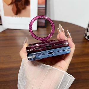 เคสโทรศัพท์ iPhone 17 air รุ่นปี 2026 ดีไซน์ใหม่ พร้อมขาตั้งแม่เหล็กเคลือบไฟฟ้า ประดับกลิตเตอร์เพชร TPU สำหรับ iPhone 18 Pro Max - Product Image 6