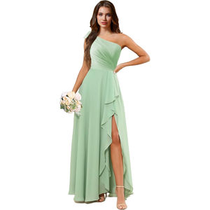 Robes <span class=keywords><strong>de</strong></span> <span class=keywords><strong>demoiselle</strong></span> <span class=keywords><strong>d</strong></span>'<span class=keywords><strong>honneur</strong></span> en mousseline <span class=keywords><strong>de</strong></span> soie une épaule avec nœud fendu A-ligne longue <span class=keywords><strong>robe</strong></span> <span class=keywords><strong>de</strong></span> soirée formelle avec poches - Product Image 5