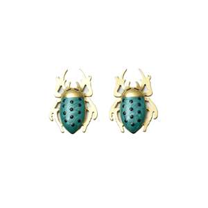Boucles d'oreilles tendance en acier inoxydable 316L plaqué or PVD, design insecte durable et résistant - Product Image 1