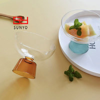 SUNYO - Tazón de Postre de Vidrio Colorido de Lujo Creativo, Tazón de Agua de Vidrio de Borosilicato de Alta Calidad para Helado, Leche Agria