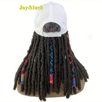 Perruque chapeau de baseball tressée pour femme de 18 pouces, dreadlocks synthétiques avec accents colorés, chapeau ajustable, longues tresses torsadées au crochet