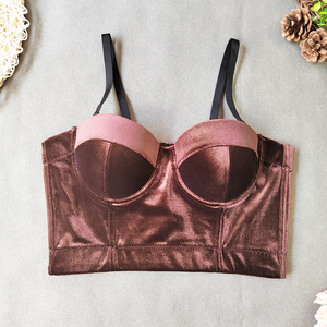 Buena Venta de corpiño <span class=keywords><strong>blanco</strong></span> Sexy para mujer Halter Top corsés de lencería básica para mujeres gordas tela de <span class=keywords><strong>Jersey</strong></span> transpirable - Product Image 5