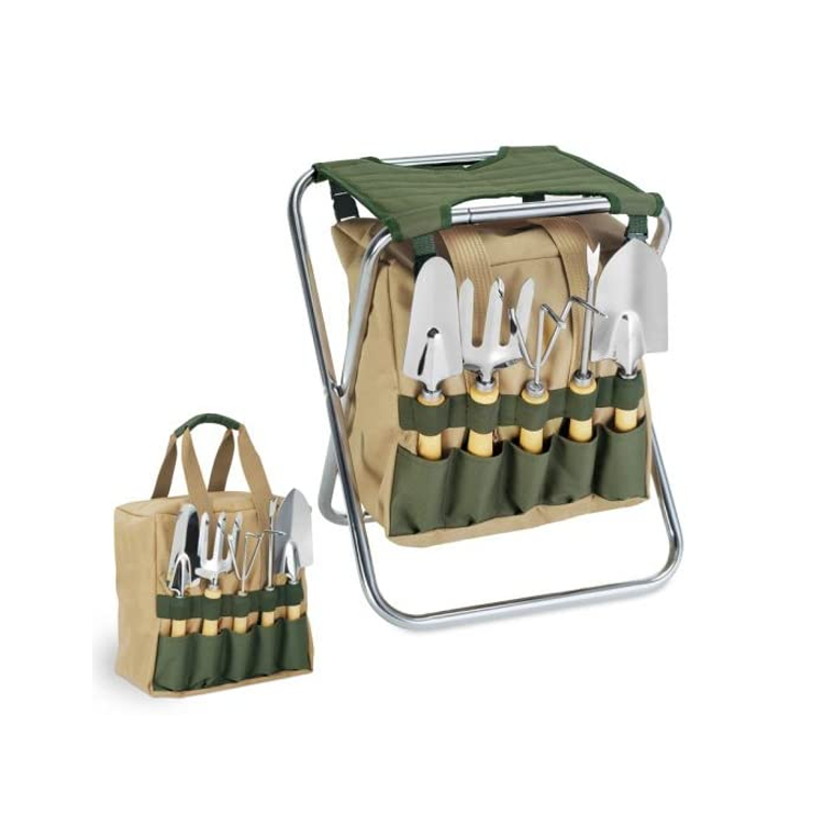 Высококачественный Набор садовых инструментов из 8 предметов, набор ручных инструментов для садоводства со складной ручкой и тоутом