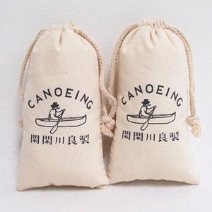Calico High Quality Organic Cotton <b>Recyclable</b> Drawstring Muslin <b>Bags</b> with Screen Printed Logo Customizable Pouch - Product Image 3