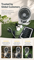 Kit de ventilateur solaire multifonctionnel avec ampoules LED, ensemble de ventilateurs solaires portables pour l'extérieur, alimentés par l'énergie solaire