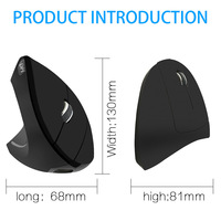 Mouse Nirkabel 2.4G untuk Tangan Kiri, Mouse Vertikal Nirkabel Ergonomis 6 Tombol untuk Laptop Desktop Universal