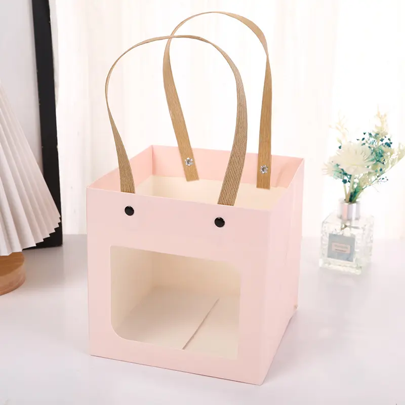 Personnalisé imprimé votre propre logo artisanat cadeau sac à provisions petit sac d'emballage sacs cadeaux de luxe personnalisés avec fenêtre