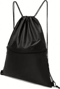 กระเป๋าเป้แบบมีเชือกผูกสีดำลายผ้าดิบ สำหรับกีฬา ฟิตเนส เต้นรำ ท่องเที่ยว เดินป่า ตั้งแคมป์ เหมาะสำหรับผู้ชายและผู้หญิง  สามารถปรับแต่งได้ - Product Image 6