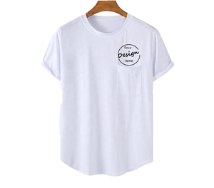 2022 di Design all'ingrosso OEM t-shirt bianche da uomo stile Hip Hop Streetwear estivo Scoop da uomo camicie <span class=keywords><strong>con</strong></span> tasca - Product Image 5