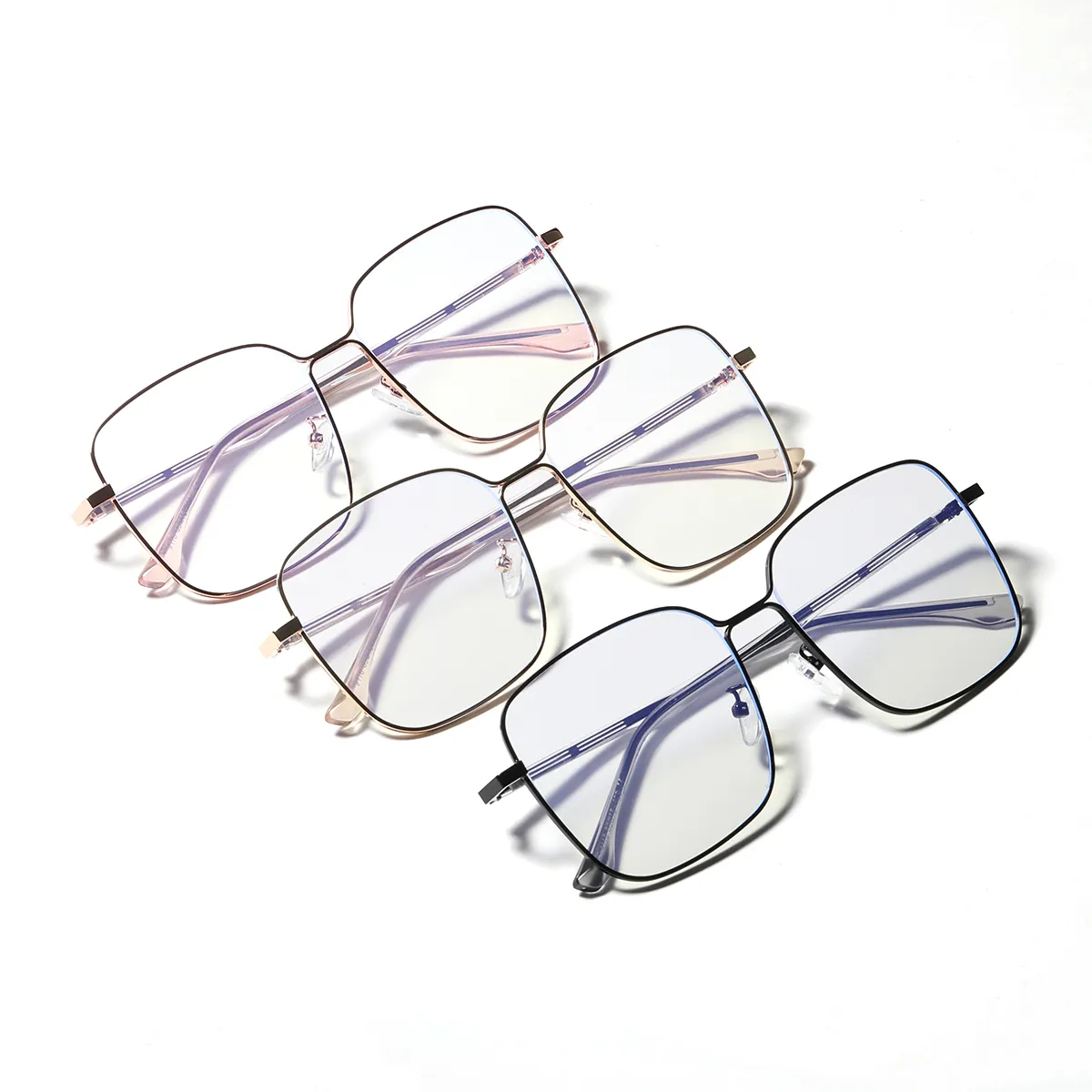 China Manufacturers Fashion Flat Mirror Square Optical Metal Frame Glasses