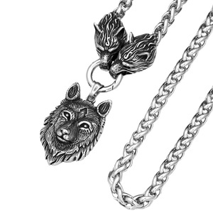 Yunnique – collier avec pendentif tête de loup en acier inoxydable pour hommes, chaîne de pull avec signe du zodiaque animal, bijoux cadeau - Product Image 5