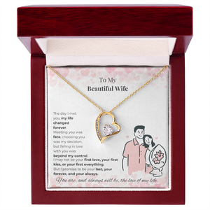 Collar con Colgante de Corazón para Mi Hermosa Esposa, Venta Directa de Fábrica UIONEN, con Tarjeta de Mensaje Personalizada - Chapado en Platino, Romántico - Product Image 3