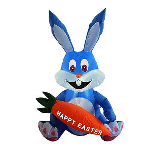 4FT Easter Inflatable Bunny Holds Carrot Happy Easter Blow up Outdoor Decoration with LED <b>Lights</b> for Home Yard Party - Product Image 1