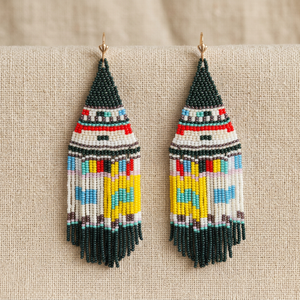 Boucles d'oreilles pendantes brodées à la main et perlées, couleur personnalisable, bijoux artisanaux classiques, tendance pour femme, forme crochet, vente chaude - Product Image 3