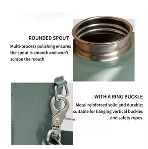 Modern <strong>Retro</strong> American Style 1-Liter Stainless Steel Sports <strong>Kettle</strong> with Glass Handle with Lid BPA Free Green Shoulder Strap - Product Image 6