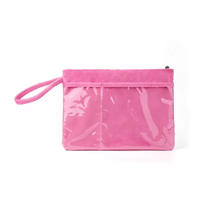 Offre Spéciale personnalisé mignon voyage femmes pvc imperméable serviette fourrure humide bikini sac plage broderie cosmétique maquillage sac pochette poignet sac
