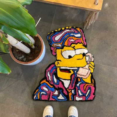 Tapis Simpson fait à la main pour salon, Design personnalisé, Logo, tapis tuftés à la main