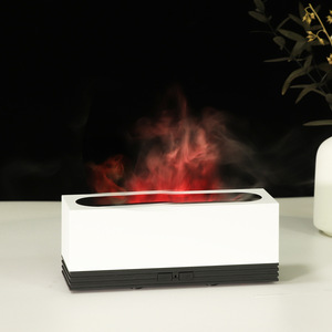 Humidificador de Aroma JCSY de 0.5L con Luz de Llama USB, Difusor para Hogar y Oficina, Blanco, Gris, con Acabado de Madera - Product Image 1