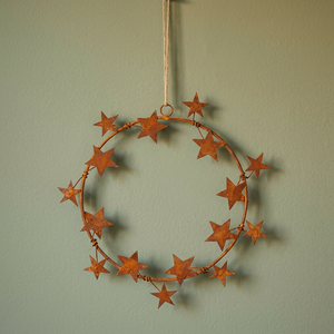 Corona de Estrella de Hierro Rústica Hecha a Mano, Adorno Navideño Circular Decorativo, Sin Iluminación, Paquete Individual - Product Image 4