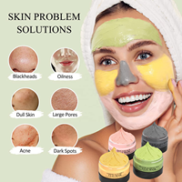 Masque facial en argile vegan au curcuma et à la vitamine C pour un nettoyage en profondeur des points noirs, soin de la peau, produit de beauté, masques faciaux à l'argile de la mer Morte et à la rose