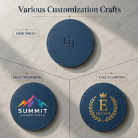Sous-verres personnalisés en cuir PU, logo sur mesure, sous-verres ronds gravés et imprimés pour hôtels, bureaux, clients, cadeaux d'affaires