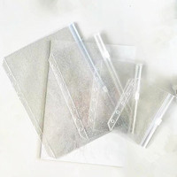 Fundas para Carpeta A5 A6 A7, Bolsas para Hojas Sueltas, Bolsa Transparente de PVC con Purpurina, Carga Lateral, Carpeta de Plástico Impermeable para Dinero en Efectivo