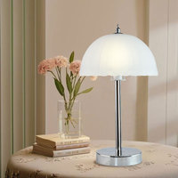 Lampe de table minimaliste en forme de champignon, lampe à dôme en verre givré avec base chromée, lampe de chevet décorative