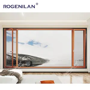 ROGENILAN Good Soundproof Insulation Thermal Break Aluminum Casement Window With Flyscreen Double Glazed Fixed Windows