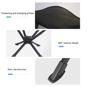 كراسي تخييم قابلة للطي بظهر مرتفع-درجة دوارة للكبار-كرسي تخييم دوار قابل للطي مع وسادة - Product Image 5