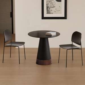 Tavolo da Pranzo Rotondo Moderno per Ristorante e Caffè, 80cm, 4 Posti, Piano in Vetro, Base in Plastica Nera, Vendita all'Ingrosso - Product Image 2