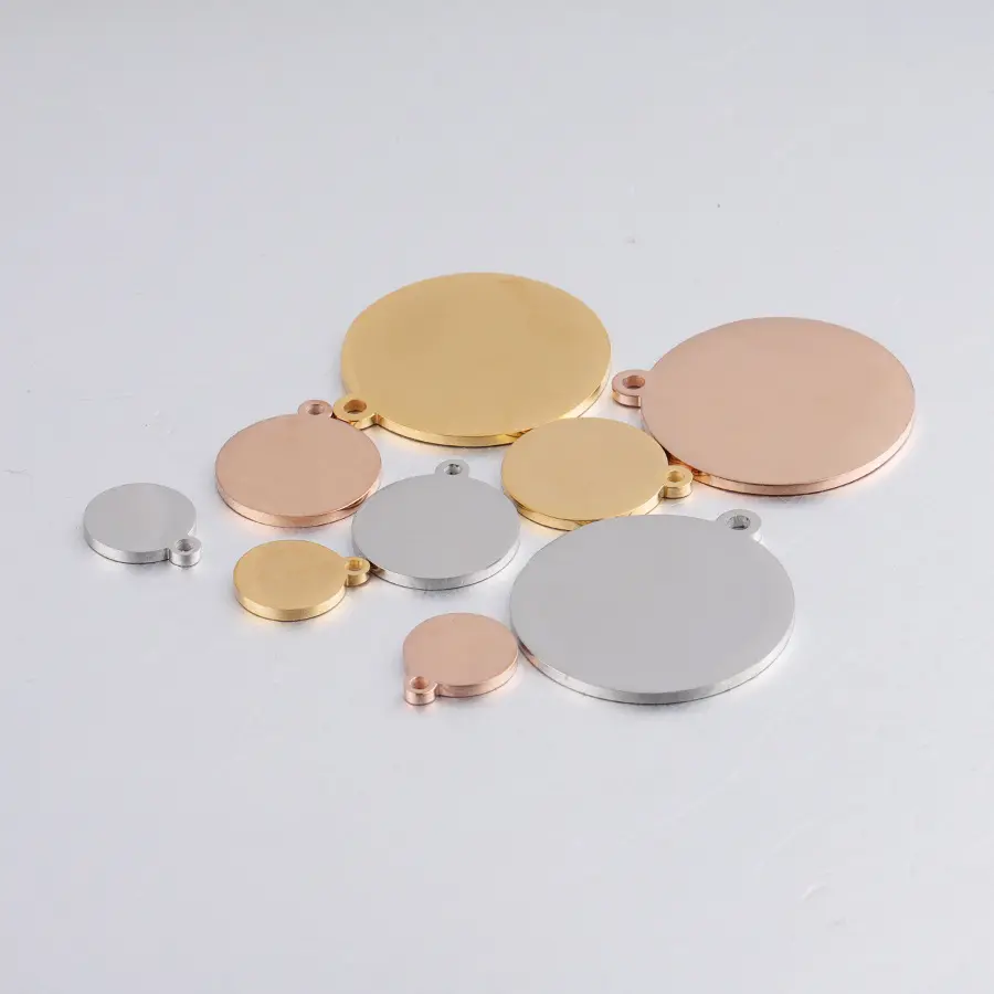 Pendentif en acier inoxydable poli miroir 8-25mm disque rond étiquette breloque pour Bracelet collier DIY bijoux charme