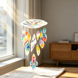 Carillon à vent artistique en résine aquarelle, attrape-soleil arc-en-ciel pour balcon, <span class=keywords><strong>jardin</strong></span> et décoration suspendue pour la maison - Product Image 5