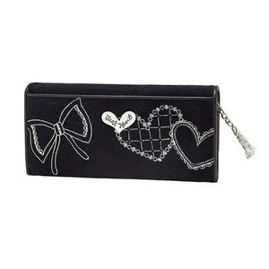 Cartera larga de piel sintética con cremallera para mujer, con diseño de lazo de amor femenino y bordado de dibujos animados. - Product Image 3