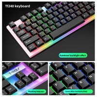Ensemble clavier, souris, casque et tapis de souris T-WOLF TF240 pour jeux, version espagnole, filaire, en stock