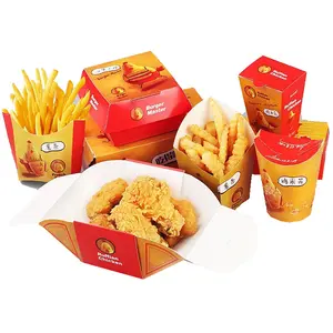Wholesale Fast Food Take Away Fish Chips Box Custom Printed Takeout Paper Packaging Fried Chicken Box