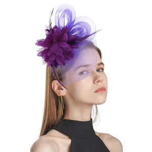 Épingles à <span class=keywords><strong>cheveux</strong></span> en maille pour mariée, avec plumes et fleurs, pour bal de promo, modèle ZQKJM2312 - Product Image 1